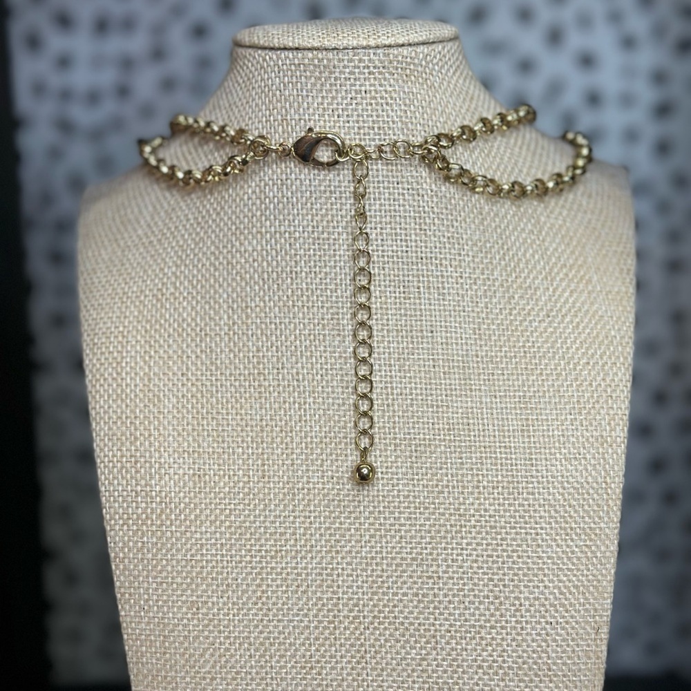 Double Layer Mixed Metals Gold Silver Medallion Adjustable Statement Necklace - Picture 3 of 4